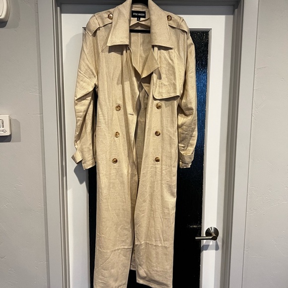 steve madden lennox linen blend trench coat - Picture 6 of 7